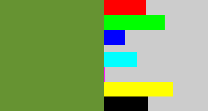 Hex color #669332 - moss green