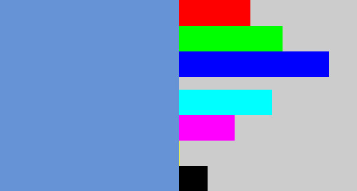 Hex color #6693d5 - soft blue