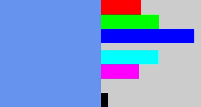 Hex color #6693ee - soft blue