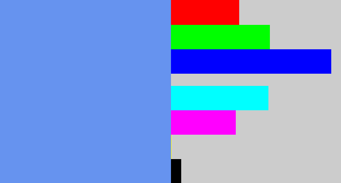Hex color #6693ef - soft blue