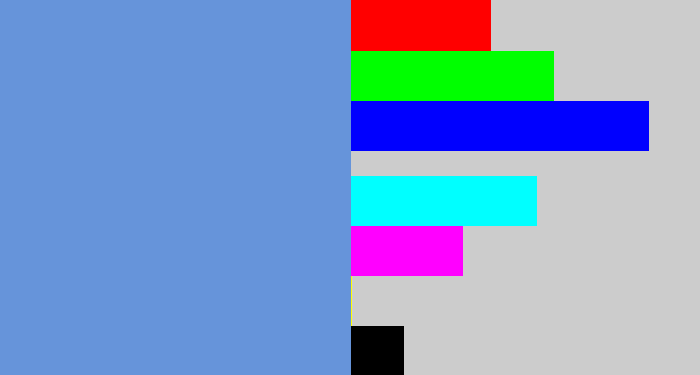 Hex color #6694da - soft blue