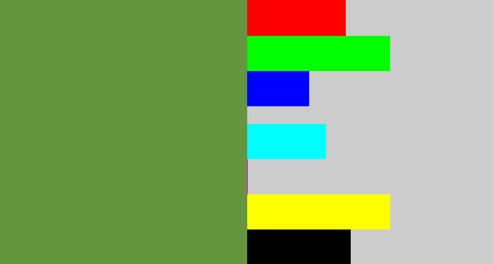 Hex color #66953f - moss green