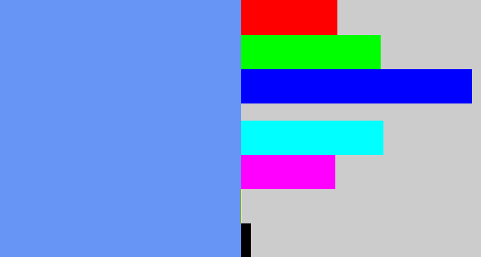Hex color #6695f6 - soft blue