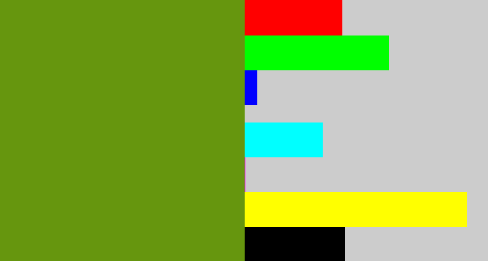 Hex color #66960e - sap green