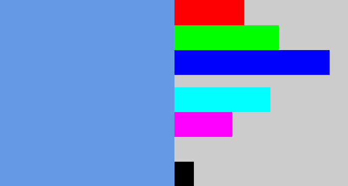 Hex color #6698e3 - soft blue