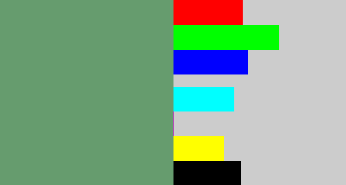 Hex color #669c6e - slate green