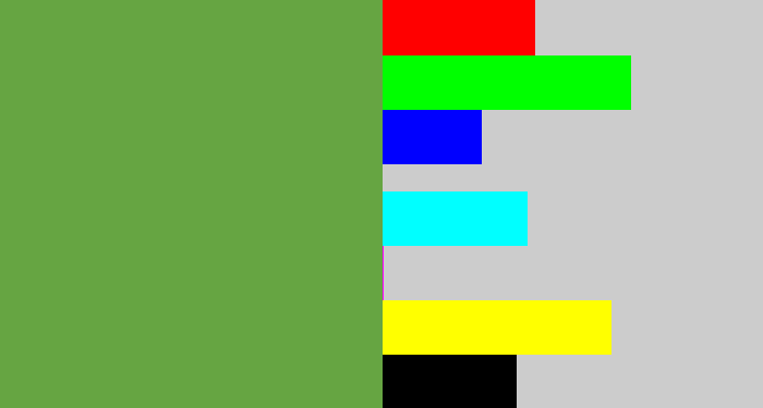 Hex color #66a542 - flat green