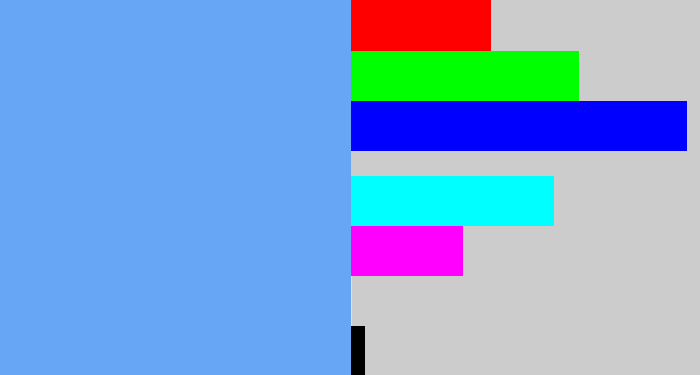 Hex color #66a6f4 - sky blue