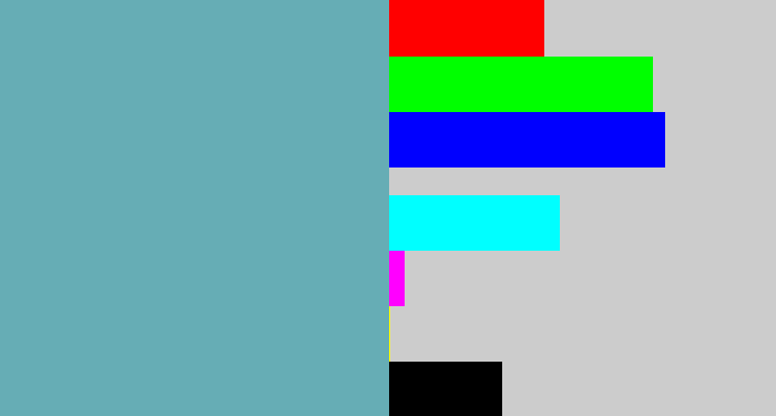 Hex color #66adb5 - greyblue