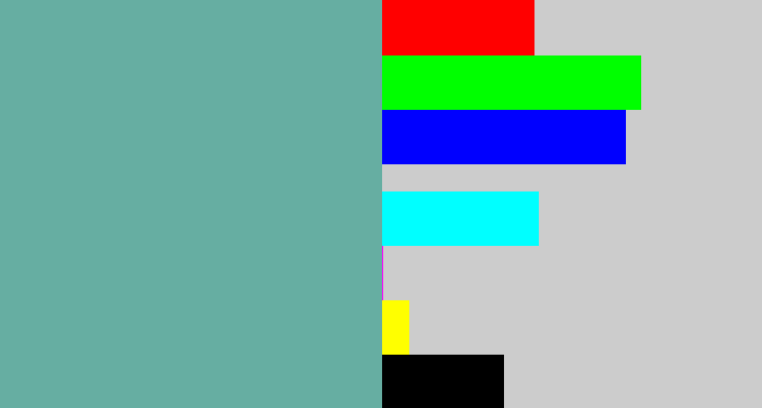 Hex color #66aea2 - greyish teal