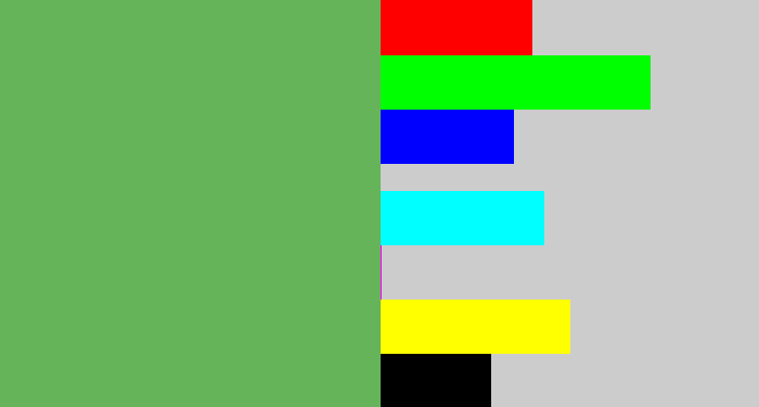 Hex color #66b45a - boring green