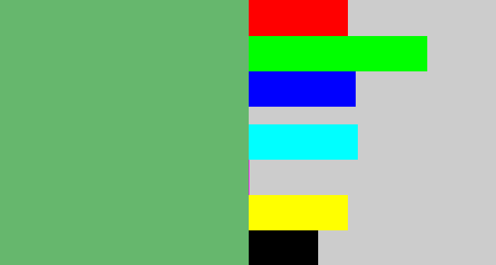 Hex color #66b76d - boring green
