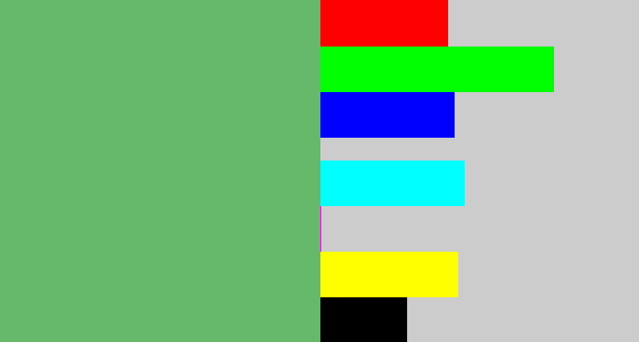 Hex color #66b96a - boring green