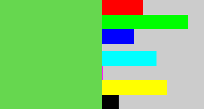 Hex color #66d74f - fresh green