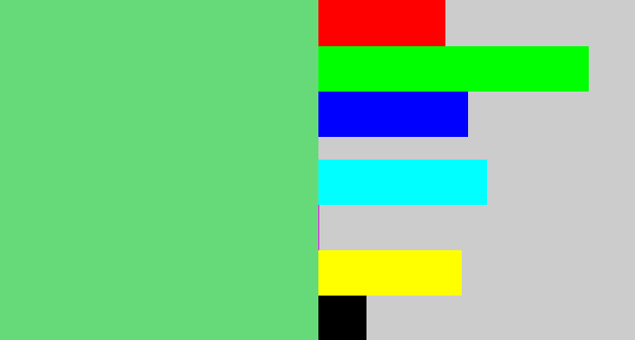Hex color #66da78 - lightish green