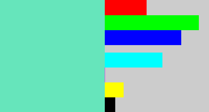 Hex color #66e5bb - light greenish blue