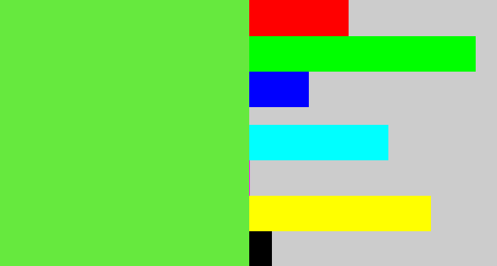 Hex color #66e93e - toxic green