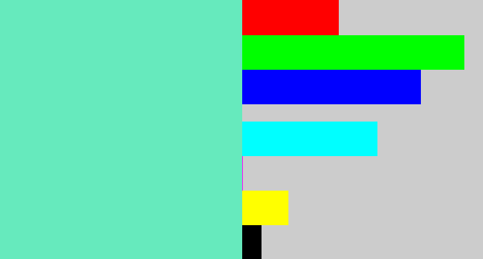 Hex color #66eabd - light greenish blue
