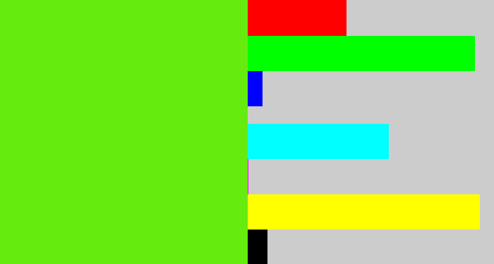 Hex color #66eb0f - bright lime green