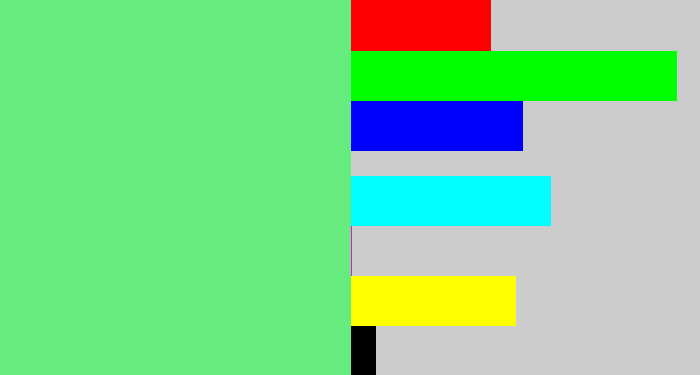 Hex color #66ec7e - lightgreen