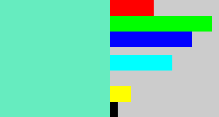 Hex color #66ecbf - light greenish blue