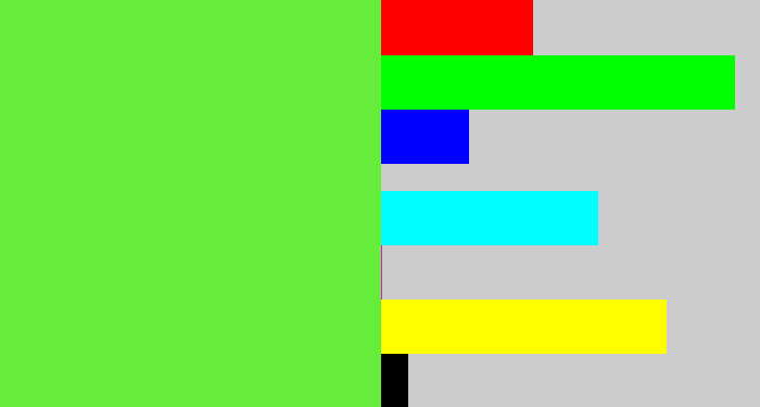 Hex color #66ed3b - toxic green