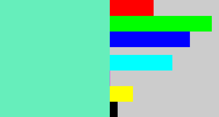 Hex color #66eebb - light greenish blue