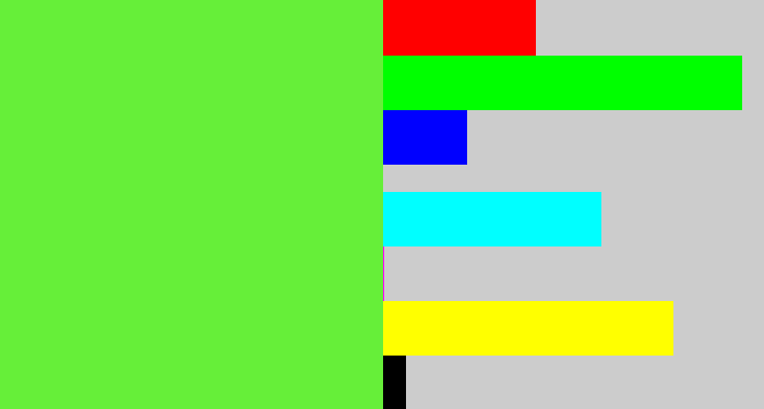 Hex color #66ef39 - toxic green