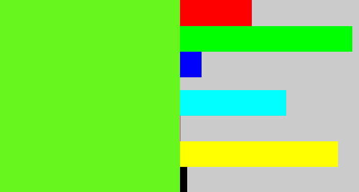 Hex color #66f61e - bright lime green