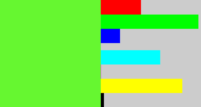 Hex color #66f730 - toxic green