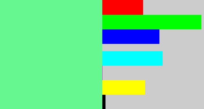 Hex color #66f790 - light green blue