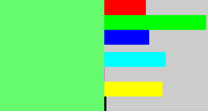 Hex color #66fa6e - lighter green