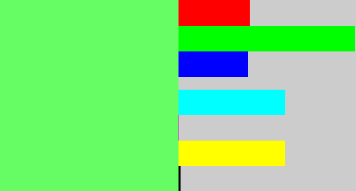 Hex color #66fc64 - lighter green