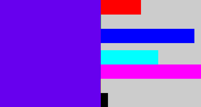 Hex color #6700ee - blue violet