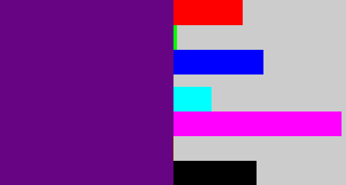 Hex color #670484 - darkish purple
