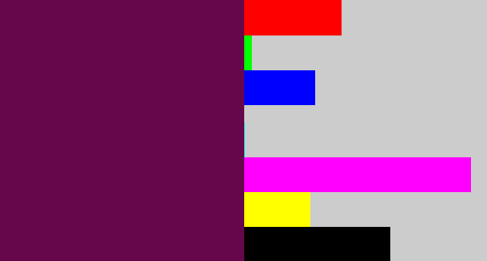 Hex color #67074b - velvet