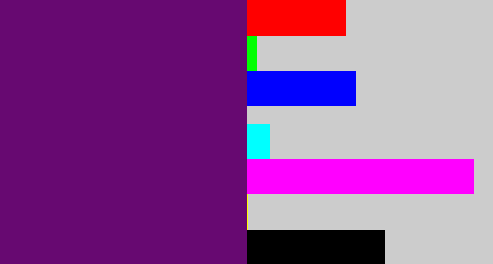 Hex color #670971 - darkish purple