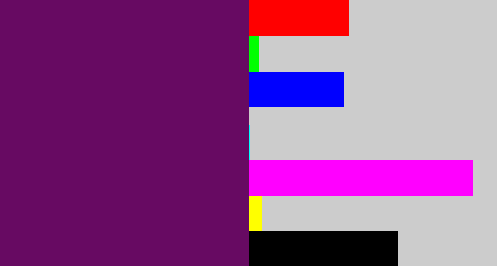 Hex color #670a62 - rich purple