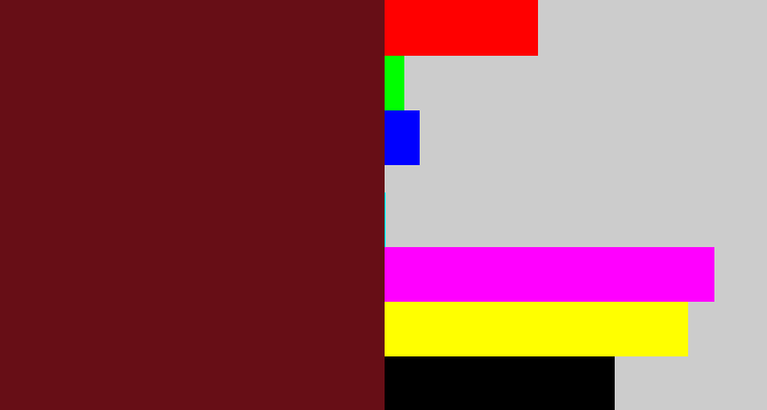 Hex color #670e16 - claret