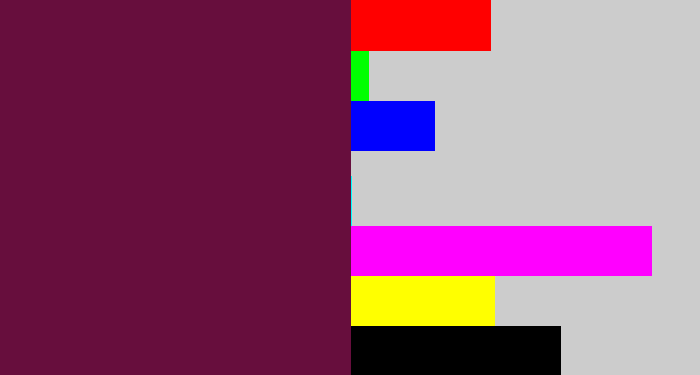 Hex color #670e3d - plum