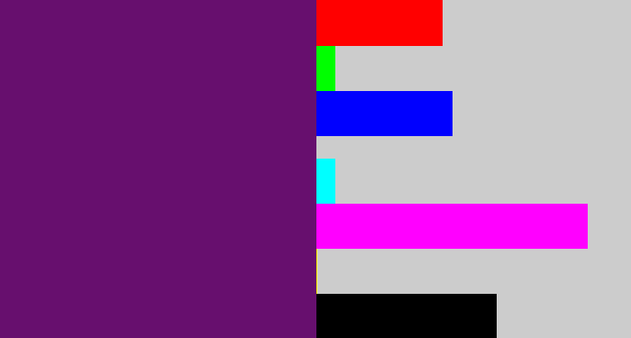 Hex color #670f6e - darkish purple