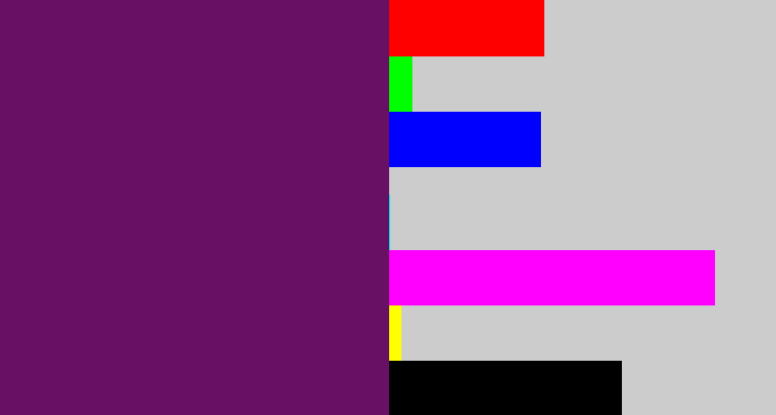 Hex color #671064 - grape purple