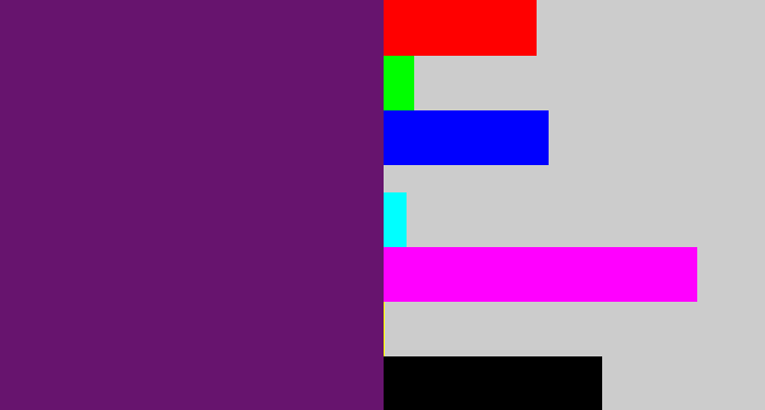Hex color #67146e - darkish purple