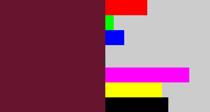 Hex color #67152f - plum
