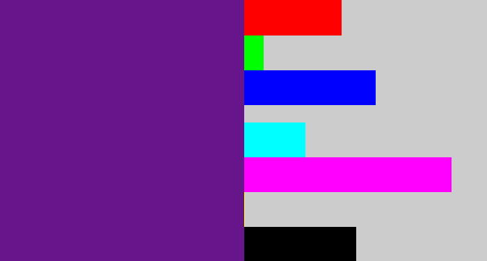 Hex color #67158a - darkish purple