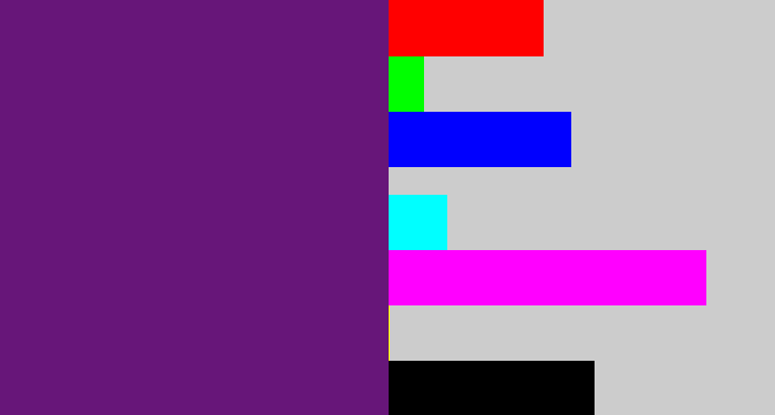 Hex color #671679 - darkish purple