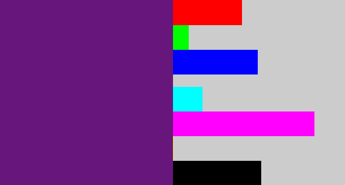 Hex color #67167c - darkish purple