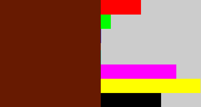 Hex color #671a01 - reddy brown