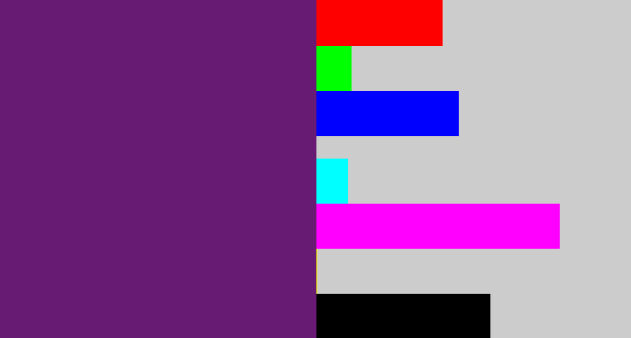Hex color #671b73 - darkish purple