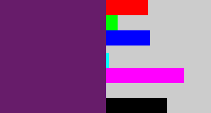 Hex color #671c6a - darkish purple